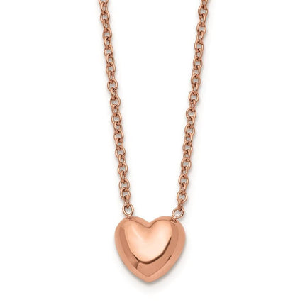 Stainless Steel Polished Pink IP-plated Heart Necklace ,