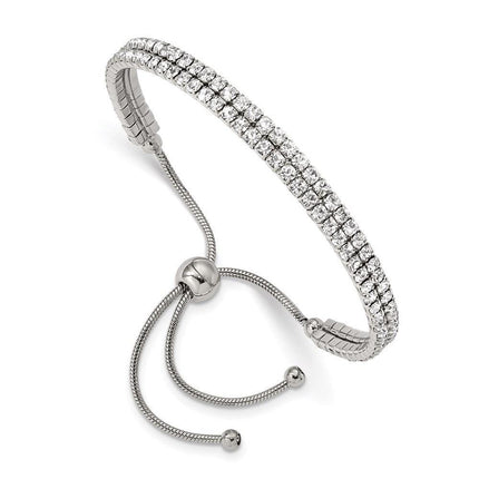 Stainless Steel Polished Preciosa Crystal Adjustable Bracelet ,