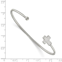 Stainless Steel Polished Preciosa Crystal Cross Cuff Bangle ,