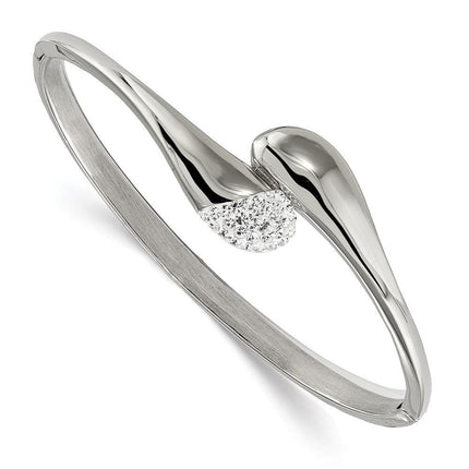 Stainless Steel Polished Preciosa Crystal Hinged Bangle ,