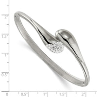 Stainless Steel Polished Preciosa Crystal Hinged Bangle ,