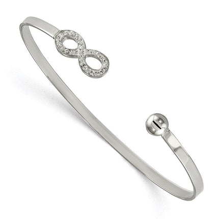 Stainless Steel Polished Preciosa Crystal Infinity Cuff Bangle ,