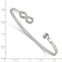 Stainless Steel Polished Preciosa Crystal Infinity Cuff Bangle ,