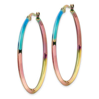 Stainless Steel Polished Rainbow IP-plated 2.5mm Hoop Earrings ,