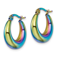 Stainless Steel Polished Rainbow IP-plated Hoop Earrings ,