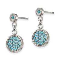 Stainless Steel Polished Reconstucted Turquoise Post Dangle Earrings ,