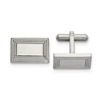 Stainless Steel Polished Rectangular Cufflinks ,