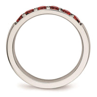 Stainless Steel Polished Red CZ 4.00mm Band ,