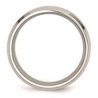 Stainless Steel Polished Red Wood Inlay Enameled 8.00mm Ring ,