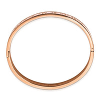 Stainless Steel Polished Rose IP Pink Enamel MY ALWAYS Hinged Bangle ,