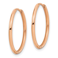 Stainless Steel Polished Rose IP-plated 1.6mm Hinged Hoop Earrings ,