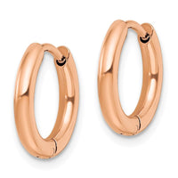 Stainless Steel Polished Rose IP-plated 2.5mm Hinged Hoop Earrings ,