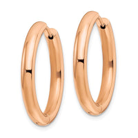 Stainless Steel Polished Rose IP-plated 3.5mm Hinged Hoop Earrings ,