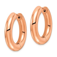 Stainless Steel Polished Rose IP-plated 5mm Hinged Hoop Earrings ,