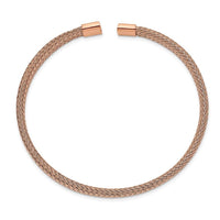 Stainless Steel Polished Rose IP-plated 6.00mm Mesh Wire Cuff Bangle ,