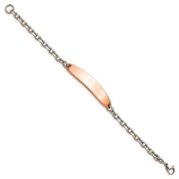Stainless Steel Polished Rose IP-plated 7in ID Bracelet ,