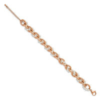 Stainless Steel Polished Rose IP-Plated & Faux Pearl w/1.5in ext. Bracelet ,
