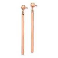 Stainless Steel Polished Rose IP-plated Bar Post Dangle Earrings ,