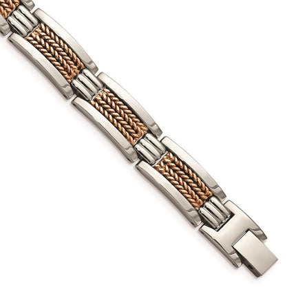 Stainless Steel Polished Rose IP-Plated Bracelet ,