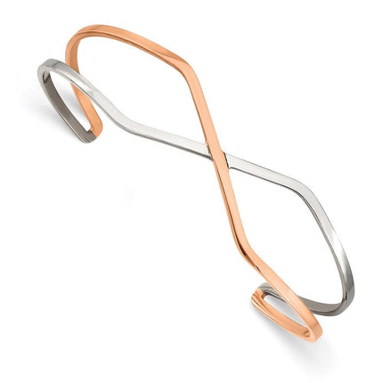 Stainless Steel Polished Rose IP-plated Cuff Bangle ,