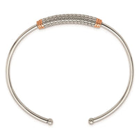 Stainless Steel Polished Rose IP-plated Flexible Cuff Bangle ,