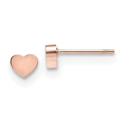 Stainless Steel Polished Rose IP-plated Heart Post Earrings ,