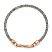 Stainless Steel Polished Rose IP-plated Hook Flexible Bangle ,