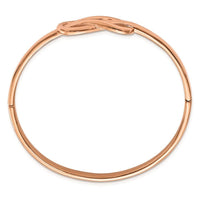 Stainless Steel Polished Rose IP-plated Knot Hinged Bangle ,