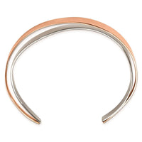 Stainless Steel Polished Rose IP-plated Layered and Twisted Cuff Bangle ,