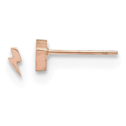 Stainless Steel Polished Rose IP-plated Lightning Bolt Post Earrings ,