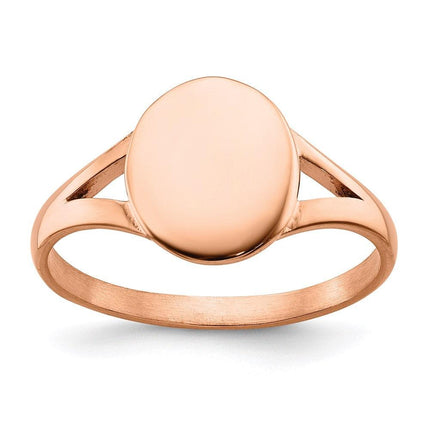 Stainless Steel Polished Rose IP-plated Oval Disc Ring ,
