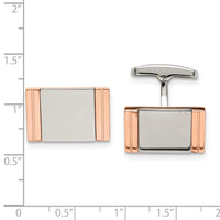Stainless Steel Polished Rose IP-plated Rectangle Cuff Links ,