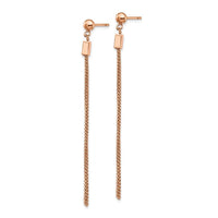 Stainless Steel Polished Rose IP-plated Square Post Chain Dangle Earrings ,