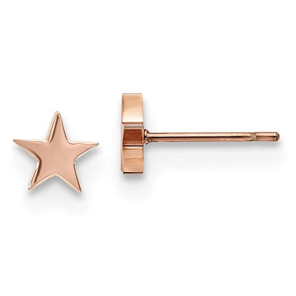 Stainless Steel Polished Rose IP-plated Star Post Earrings ,