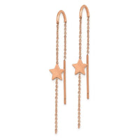 Stainless Steel Polished Rose IP-plated Star Threader Earrings ,