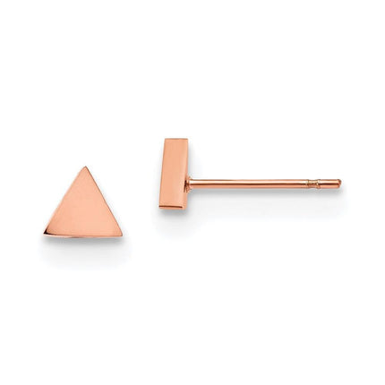Stainless Steel Polished Rose IP-plated Triangle Post Earrings ,