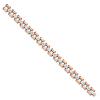 Stainless Steel Polished Rose IP-plated w/ 1/5ct. Diamond 8.75in Bracelet ,
