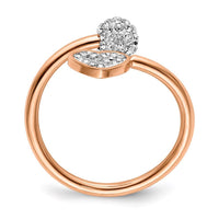 Stainless Steel Polished Rose IP-plated with Preciosa Crystal Heart Ring ,
