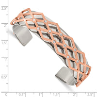 Stainless Steel Polished Rose IP-plated w/Swarovski Crystal 16mm Bangle ,