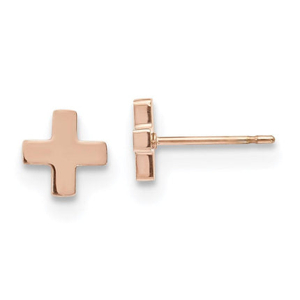 Stainless Steel Polished Rose IP-plated X Post Earrings ,