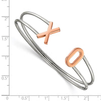 Stainless Steel Polished Rose IP-plated XO Flexible Cuff Bangle ,