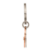 Stainless Steel Polished Rose IP w/Swarovski LOVE Hearts 2 Piece Key Ring ,