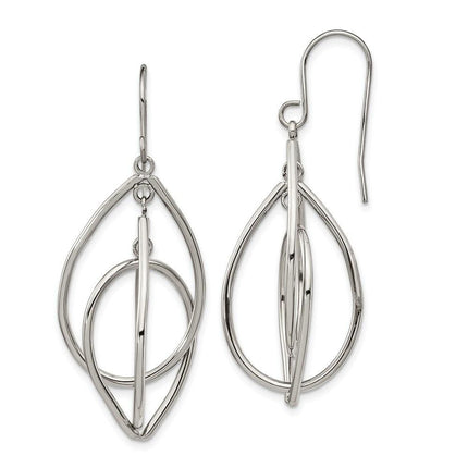 Stainless Steel Polished Shepherd Hook Dangle Earrings ,