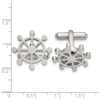 Stainless Steel Polished Ship's Wheel Cuff Links ,
