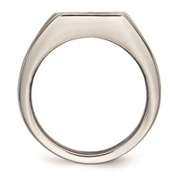 Stainless Steel Polished Signet Carbon Fiber Inlay Ring ,