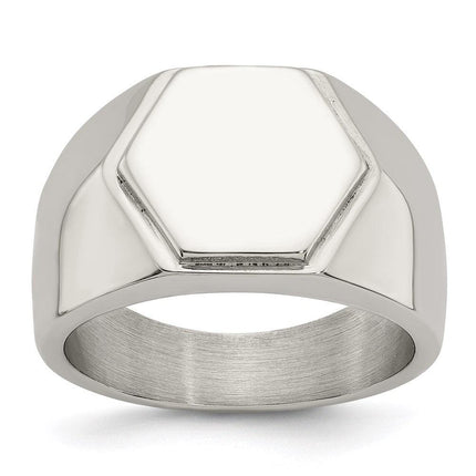 Stainless Steel Polished Signet Ring ,