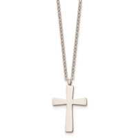 Stainless Steel Polished Small Cross 18in Necklace ,