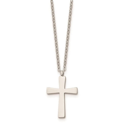 Stainless Steel Polished Small Cross 18in Necklace ,