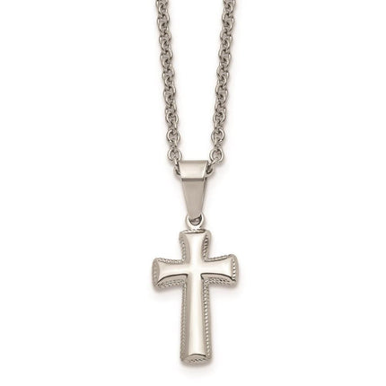 Stainless Steel Polished Small Cushion Cross Necklace ,