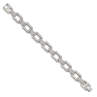 Stainless Steel Polished Square Open Link 8.5 inch Bracelet ,